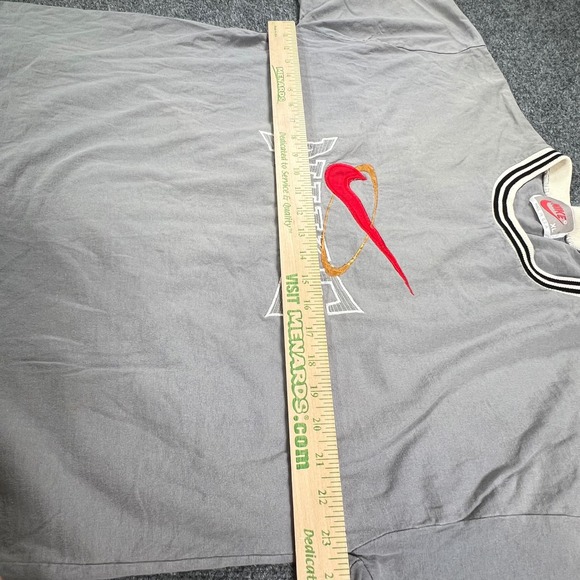 Vtg Nike T-Shirt XL Embroidered Striped Ringer Collar Basketball Made in USA 90s - Picture 5 of 10